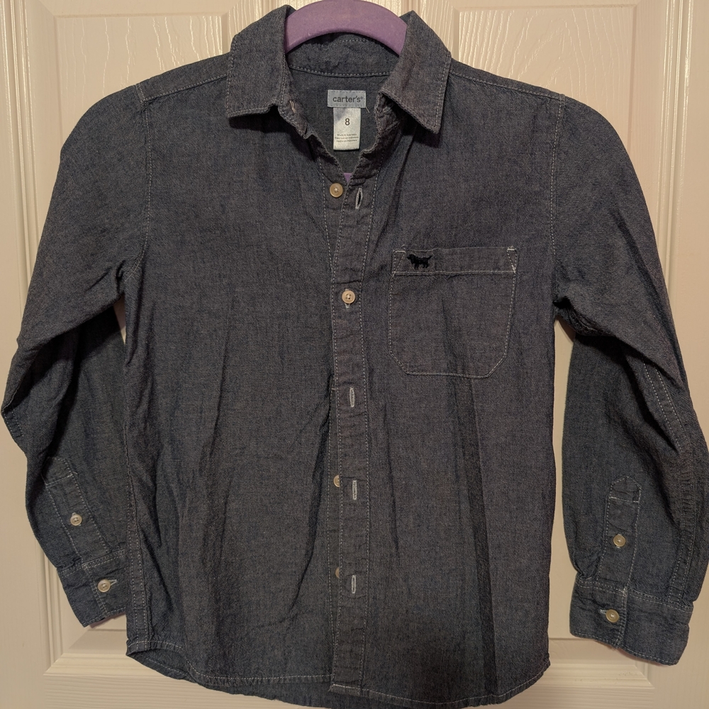 Carter's Kids Boy's Blue Shirt, Size 8, EUC